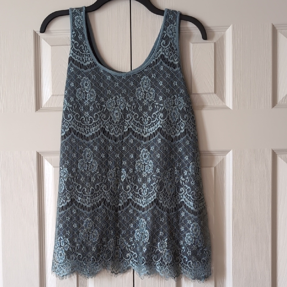 Maurices Blue Lace Sleeveless Tank Top